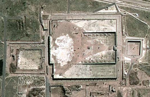 Ruinas de la antigua capital de Tihuanaco en los mapas de Turismo Google
